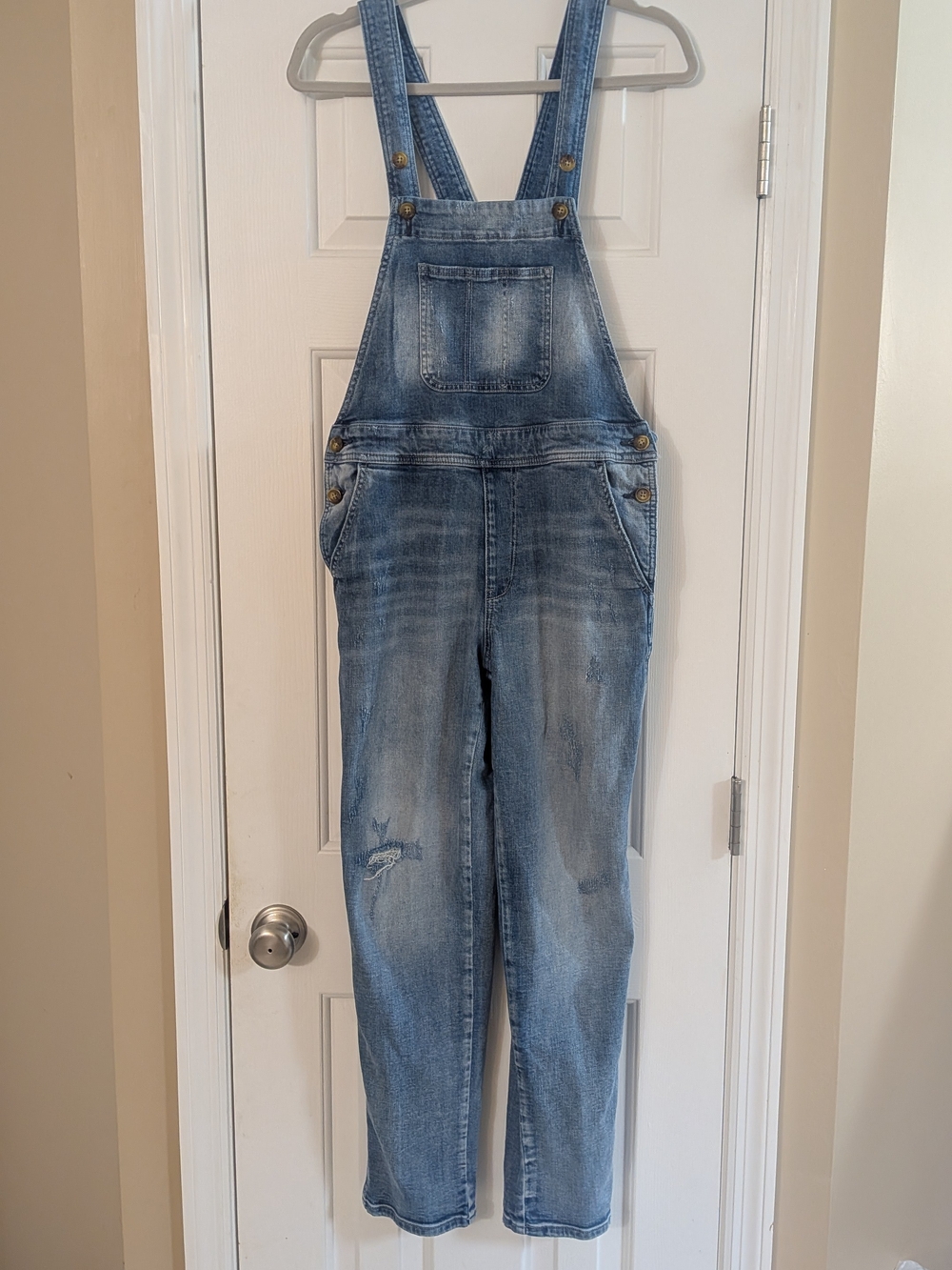 Pilcro and the Letterpress Anthropologie Distressed Denim Overalls Size 27